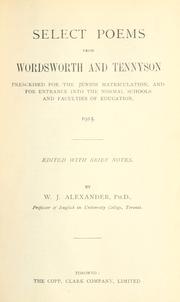 Cover of: Select poems from Wordsworth and Tennyson