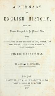 Cover of: A summary of English history by Edwards, Amelia Ann Blanford