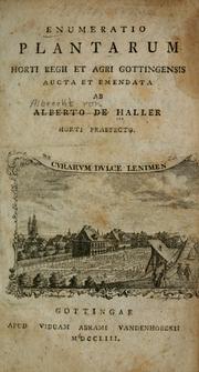 Cover of: Enumeratio plantarum horti regii et agri gottingensis by Albrecht von Haller