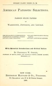 Cover of: American patriotic selections by Frederick Webster Osborn