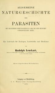 Cover of: Allgemeine Naturgeschichte der Parasiten by Rudolf Leuckart