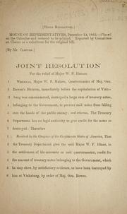 Cover of: Joint resolution for the relief of Major W.F. Haines.