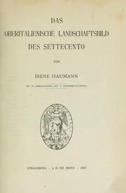 Cover of: Das oberitalienische Landschaftsbild des Settecento