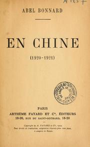 Cover of: En Chine (1920-1921)