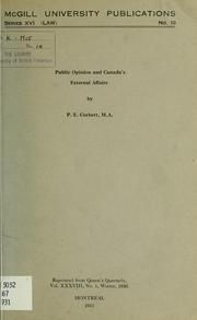 Cover of: Public opinion and Canada's external affairs by Percy Ellwood Corbett