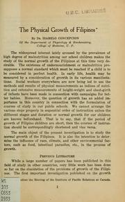 Cover of: The physical growth of Filipinos by Isabelo Concepcion