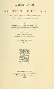 Cover of: A history of architecture in Italy from the time of Constantine to the dawn of the renaissance by Charles Amos Cummings