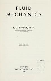 Cover of: Fluid mechanics.