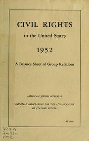 Cover of: Civil rights in the United States, 1952 by American Jewish Congress