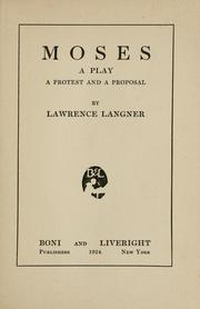 Cover of: Moses by Lawrence Langner