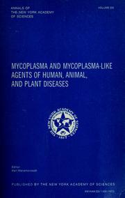 Cover of: Mycoplasma and mycoplasma-like agents of human, animal, and plant diseases by Karl Maramorosch