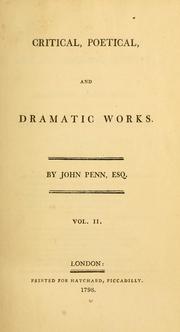 Cover of: Critical, poetical, and dramatic works