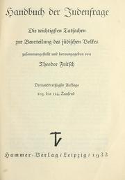 Cover of: Handbuch der judenfrage by Theodor Fritsch