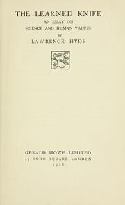 Cover of: The learned knife by Lawrence Hyde