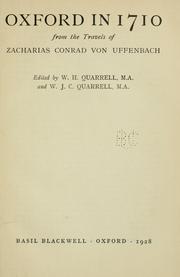 Cover of: Oxford in 1710: from the Travels of ZachariasConrad von Uffenbach