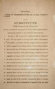 Cover of: Substitute of Mr. Boteler for Mr. Wilcox's bill by Confederate States of America. Congress. House of Representatives