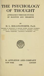 Cover of: The psychology of thought by Harry L. Hollingworth