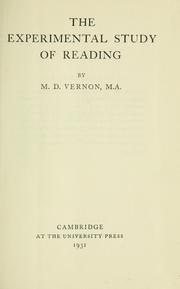 Cover of: The experimental study of reading