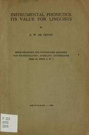 Cover of: Instrumental phonetics by A. W. de Groot