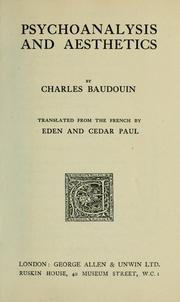 Psychoanalysis and aesthetics by Baudouin, Charles