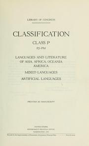 Cover of: Classification. Class P, PJ-PM: Language and literature of Asia, Africa, Oceania, America, mixed languages, artificial languages