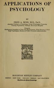 Cover of: Applications of psychology by Fred August Moss
