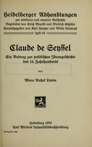 Claude de Seyssel by Wera Rahel Lewin