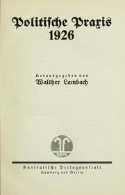Cover of: Politische Praxis 1926