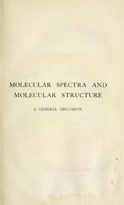 Cover of: Molecular spectra and molecular structure by Faraday Society