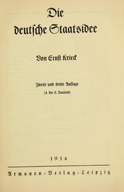 Cover of: Die deutsche Staatsidee