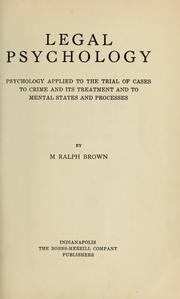 Cover of: Legal psychology by M. Ralph Brown