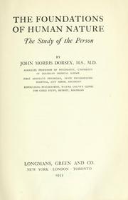 Cover of: The foundations of human nature: the study of the person