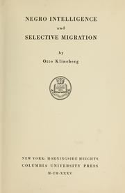 Cover of: Negro intelligence and selective migration