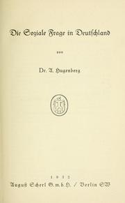 Cover of: Die soziale Frage in Deutschland by Alfred Hugenberg