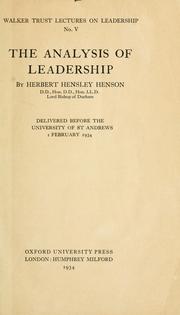Cover of: The analysis of leadership by Hensley Henson