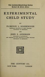 Cover of: Experimental child study