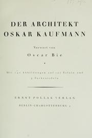 Cover of: Der architekt Oskar Kaufmann by Oskar Kaufmann