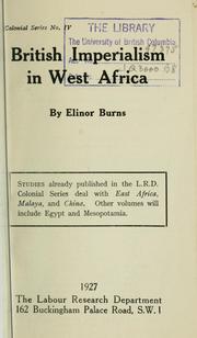 Cover of: British imperialism in West Africa