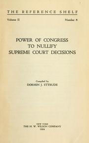 Cover of: Power of Congress to nullify Supreme court decisions