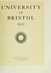 Cover of: University of Bristol, 1925 by University of Bristol
