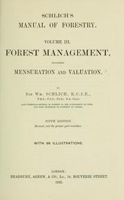 Cover of: Schlich's manual of forestry