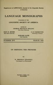 On defining the phoneme by W. F. Twaddell