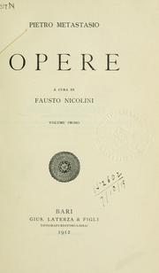 Cover of: Opere by Pietro Metastasio