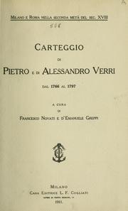 Cover of: Carteggio di Pietro e di Alessandro Verri [dal 1766 al 1797] by Pietro Verri