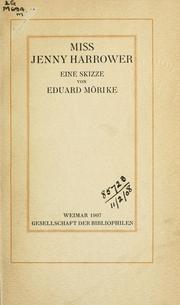 Cover of: Miss Jenny Harrower by Eduard Mörike