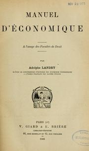 Cover of: Manuel d'économique: à l'usage des facultés de droit