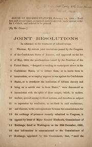 Cover of: Joint resolutions in reference to the treatment of colored troops.