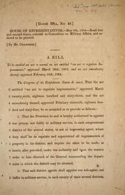 Cover of: A bill to be entitled An act to amend an act entitled "An act to regulate impressments," approved March 26th, 1863, and an act amendatory thereof approved February 16th, 1864.