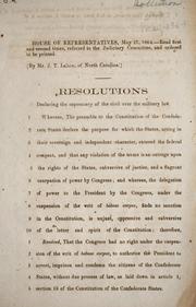 Cover of: Resolutions declaring the supremacy of the civil over the military law.