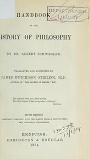 Cover of: Handbook of the history of philosophy
